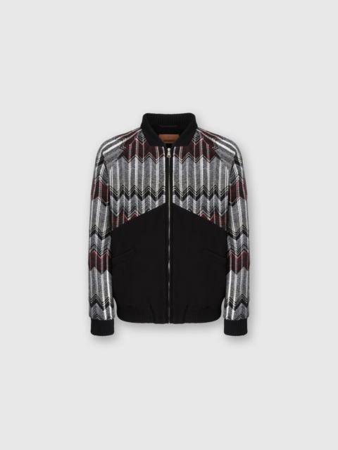 Bomber with Zigzag Insert in Wool Blend