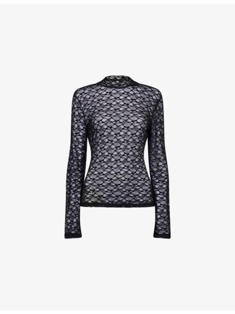 Nell Turtle-Neck Mesh Knit Top