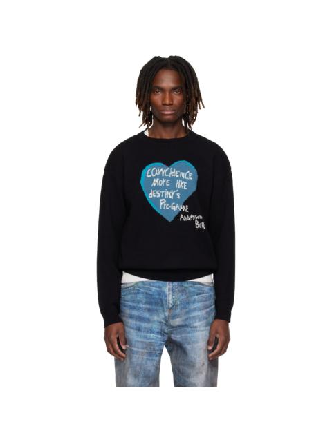 Black Heart Message Crew-Neck Sweater