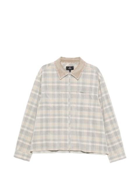 plaid corduroy-collar overshirt