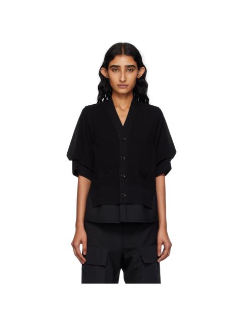 Black Suiting Mix Knit Cardigan