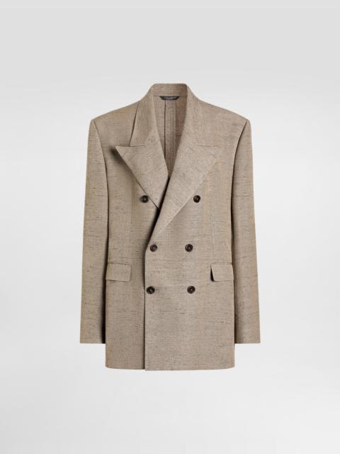 Double-breasted sicilia tweed jacket