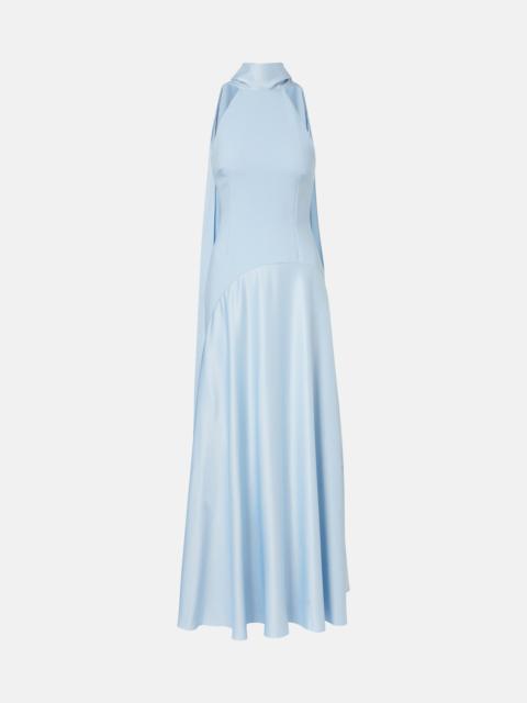 Cece halterneck crêpe and satin gown