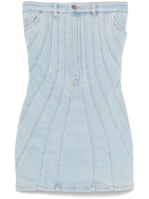 strapless denim mini dress