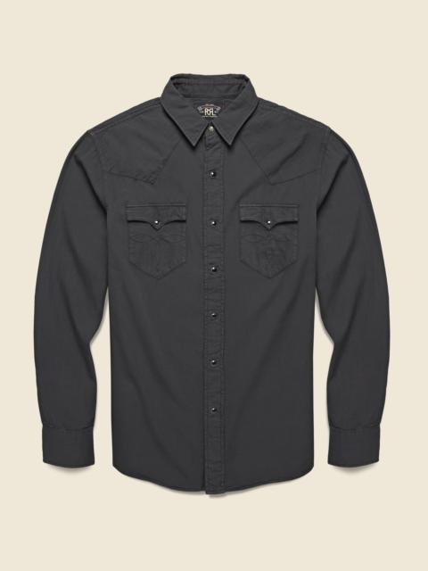 Slim Fit Twill Western Shirt - Black