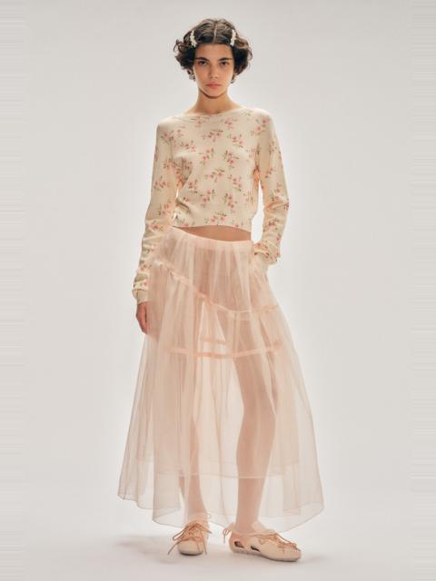 Sheer Overlay Long Flounce Skirt