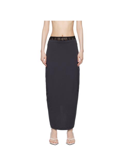 Navy Lace Layered Maxi Skirt