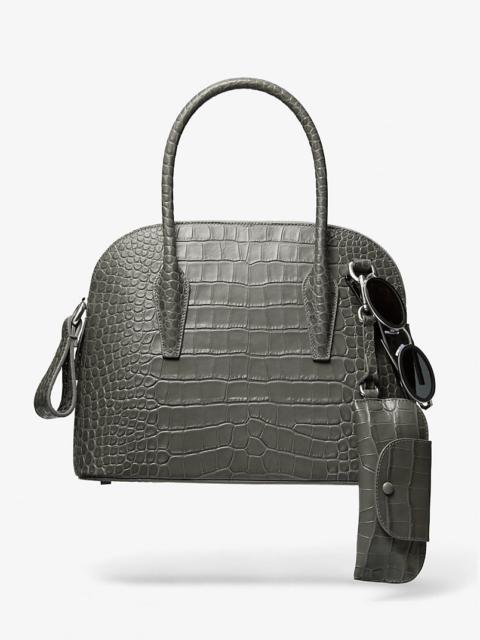 Kaitlin Medium Crocodile Embossed Leather Dome Satchel