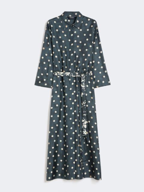 Printed silk twill dress - ULTRAMARINE