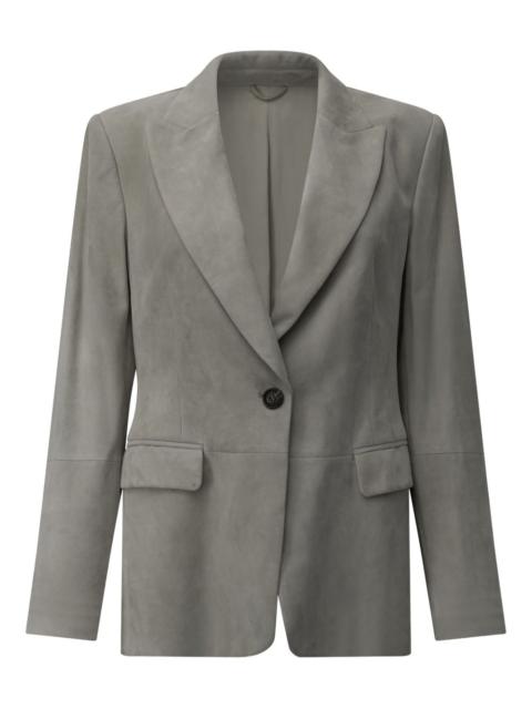 single-breasted suede-leather blazer