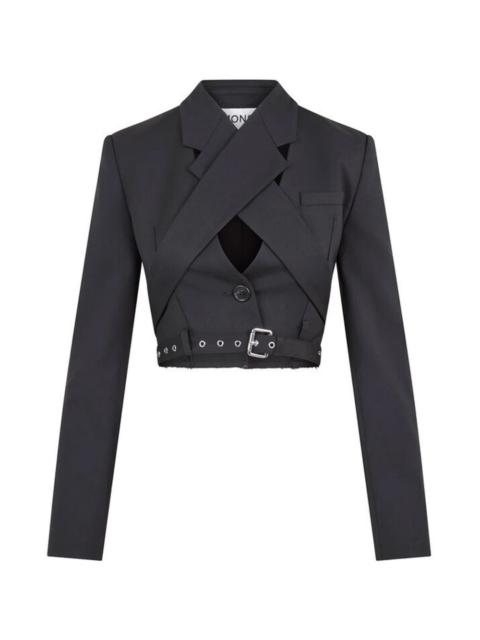 belted-waistband cropped jacket