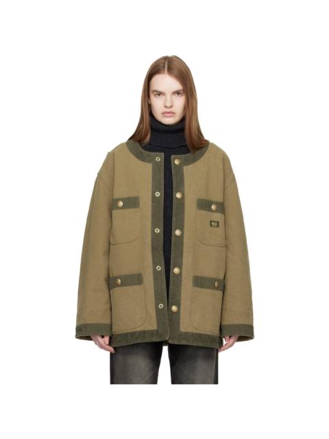 Khaki Cord Trimmed Chore Jacket