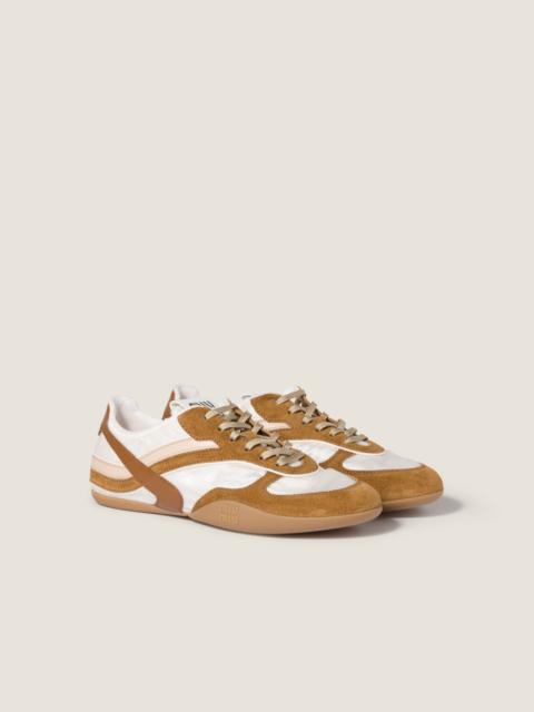 Gymnasium technical fabric and suede sneakers