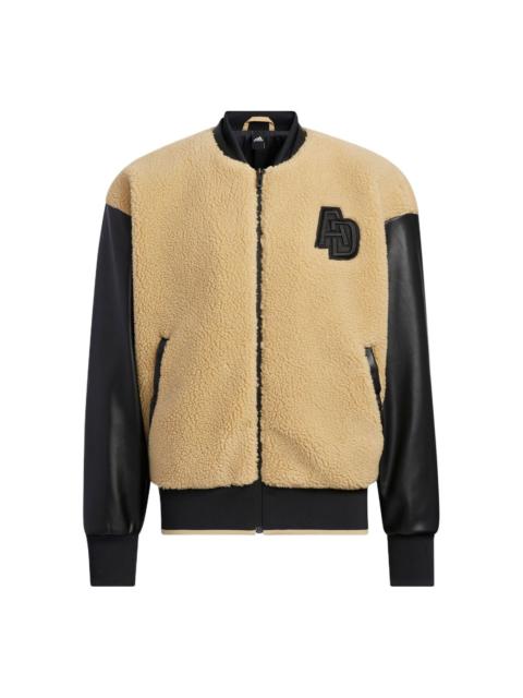 adidas Logo Monogram Jackets 'Beige Black' IB2722