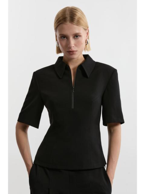Compact Stretch Essential Tailored Collar Top