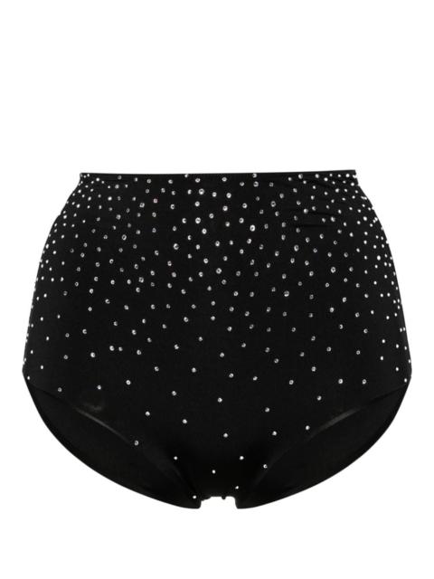 crystal-embellished high-waisted bikini bottoms