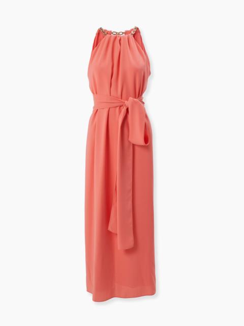 Chain-Strap Halterneck Midi Satin Dress