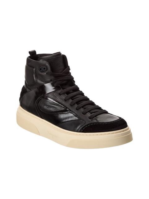 Ferragamo Cassio Leather High-Top Sneaker