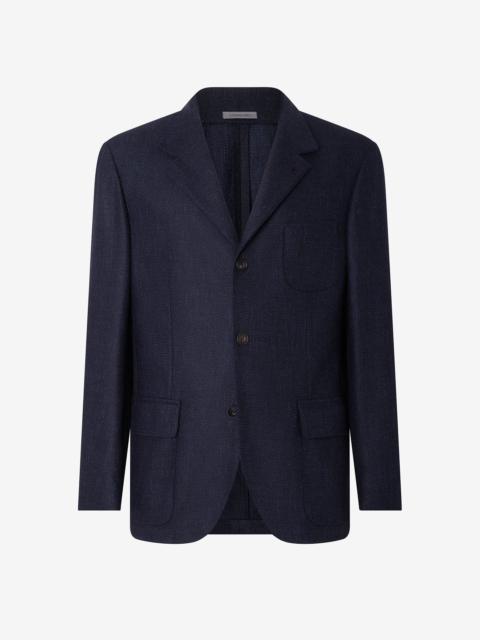 Blue wool, cashmere and stretch silk twill jacket