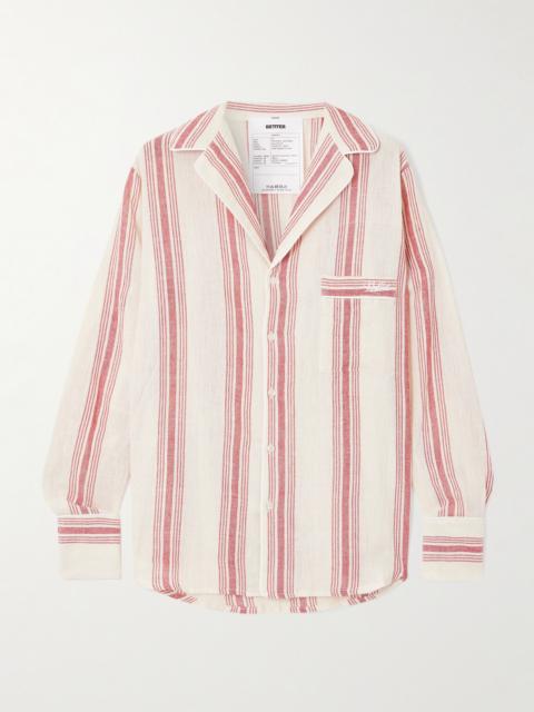 Embroidered Striped Organic Cotton Shirt