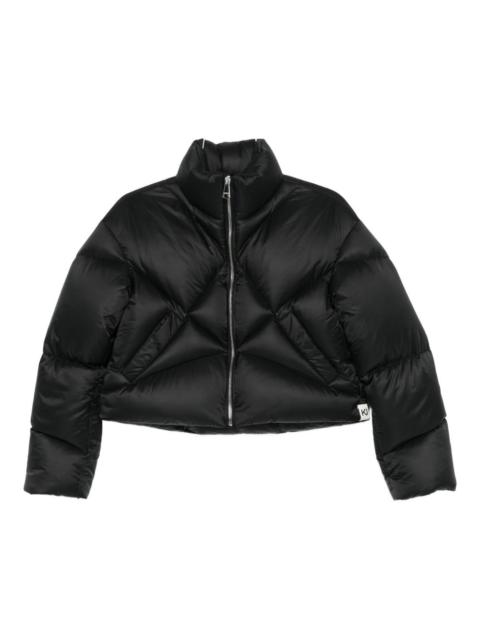 quilted zip-fastening jacket