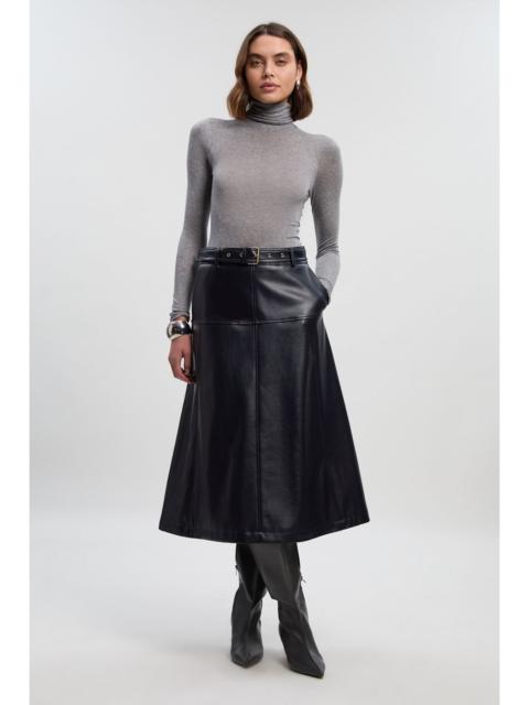 Faux Leather Belted Full skirt
