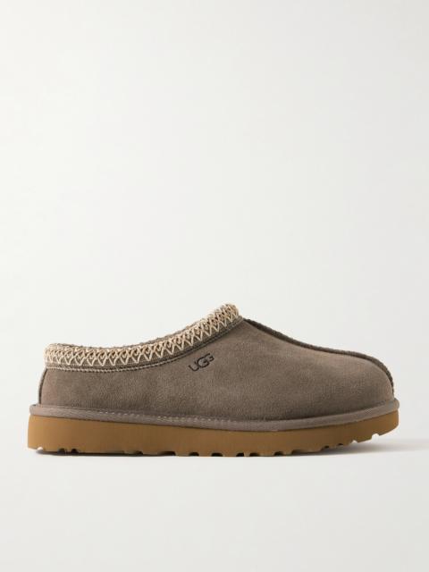 Tasman Wool-blend Fleece-lined Embroidered Suede Slippers