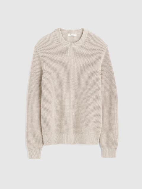 Cotton Shaker-Stitch Crewneck Sweater