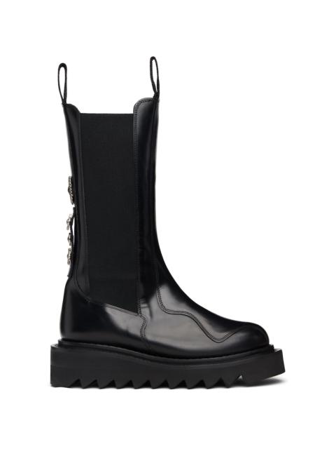 SSENSE Exclusive Black Mid Calf Leather Chelsea Boots