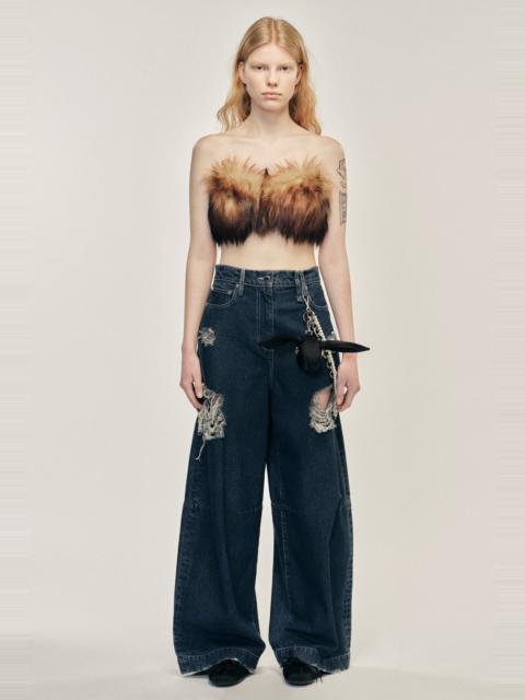 Embellished Wide Leg Puddle Jeans