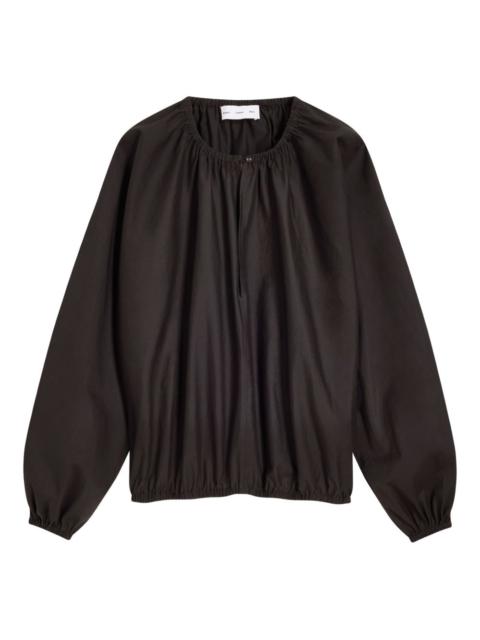 gathered-neck balloon-sleeve top