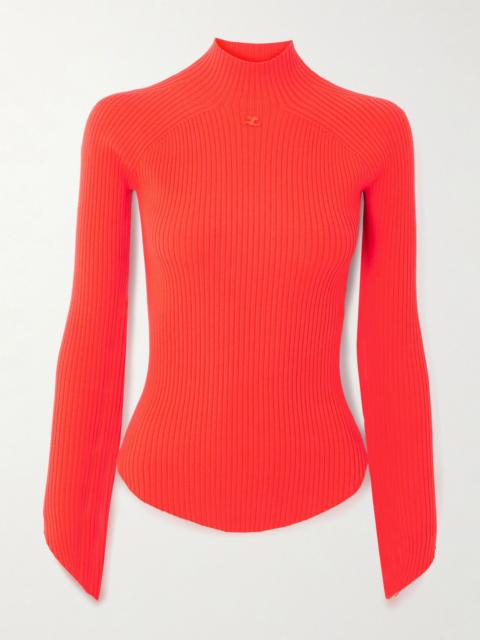 Ribbed-knit top Red