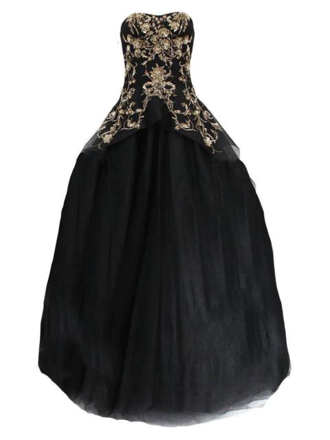 Gold Embroidered Tulle Gown