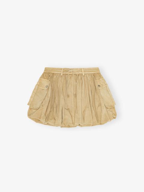 BEIGE WASHED COTTON MINI BUBBLE SKIRT