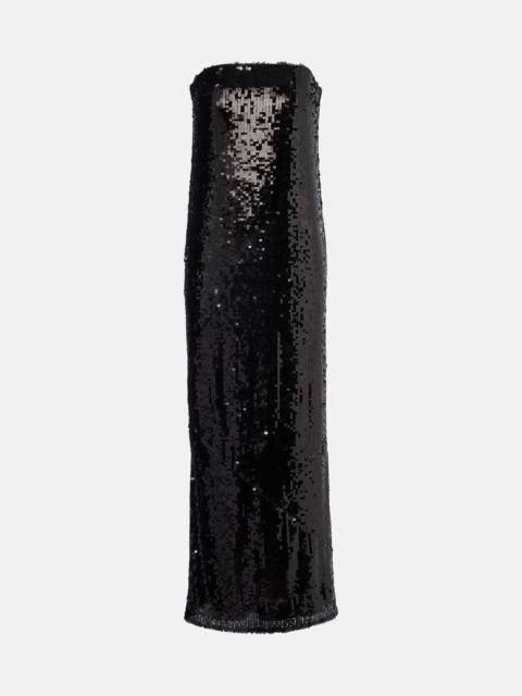 Sequined strapless maxi dress