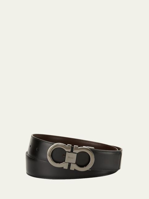 Men's Reversible Leather Double-Gancio Belt
