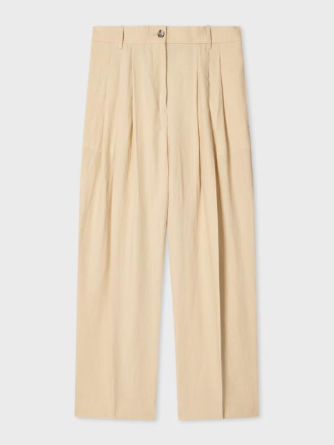 Women's Stone Pleated Linen Trousers