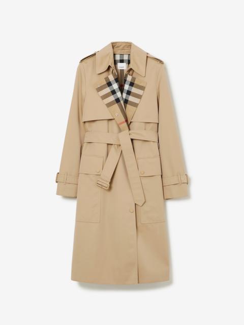Check Panel Cotton Gabardine Trench Coat