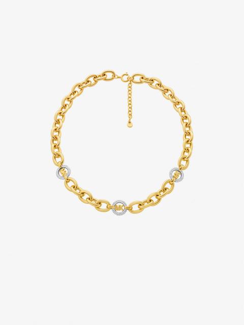 Pavé MK Pop Charm Chain-Link Necklace