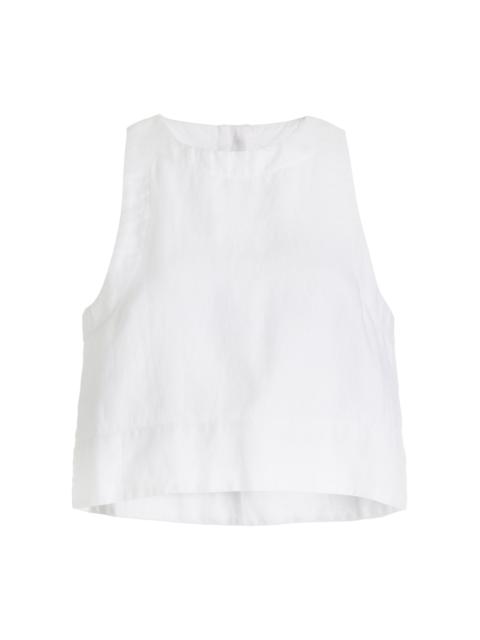 Exclusive Poppy Linen Cropped Top white