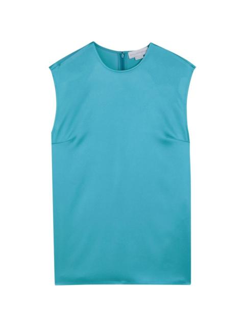 satin zip-up tank top