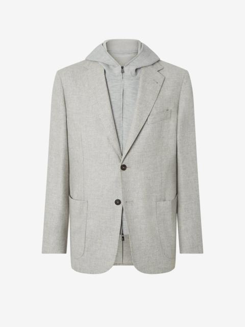 Beige/grey wool and cashmere jacket with detachable vest
