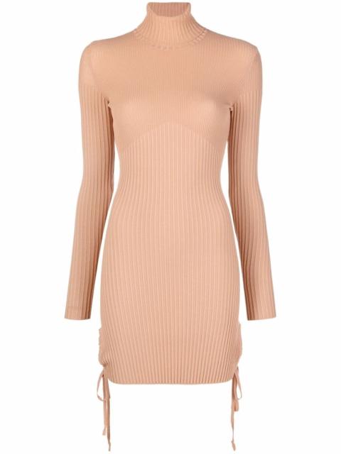 roll-neck ribbed knit dress