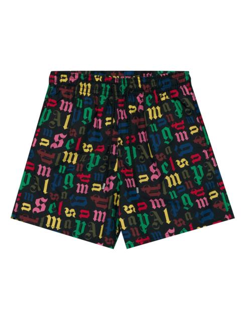 Palm Angels x Vilebrequin All Over Logo Swimshorts 'Black/Multicolor'
