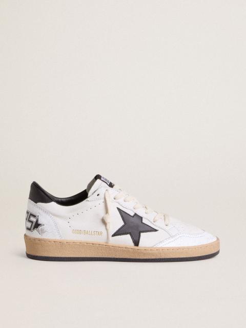 Women's Ball Star sneakers in white nappa leather with black leather star and heel tab