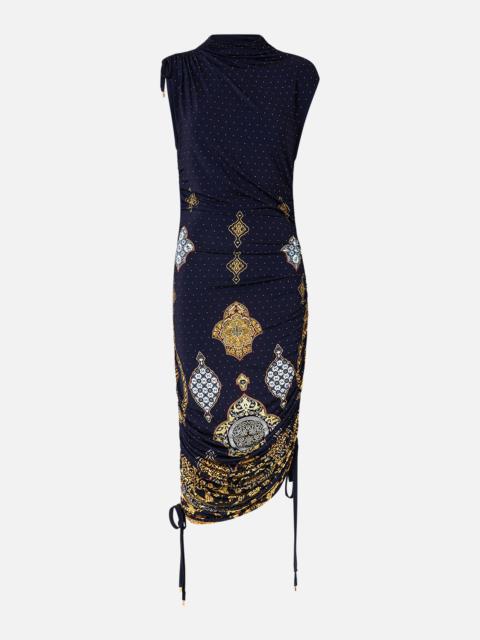 ASYMMETRIC RUCHED JERSEY DRESS