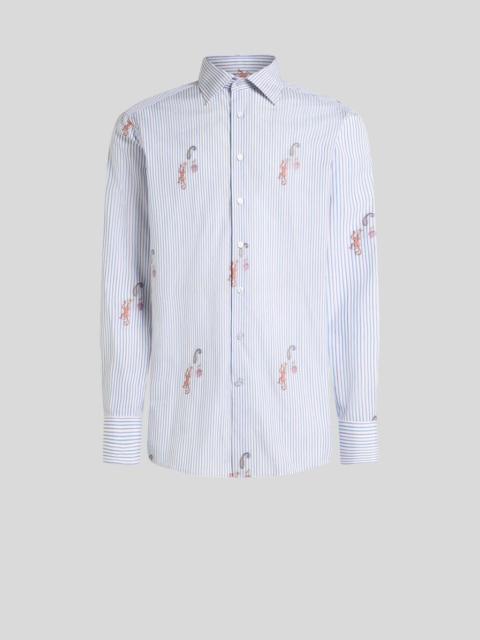 STRIPED COTTON JACQUARD SHIRT WITH FIL COUPÉ MOTIF
