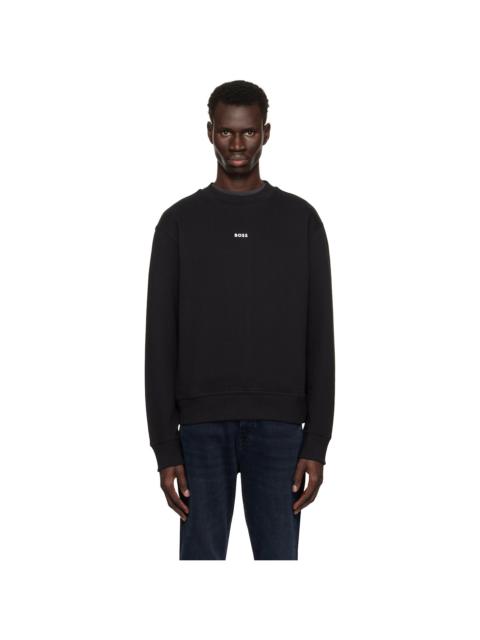 Black Relaxed-Fit Contrast Logo Sweatshirt