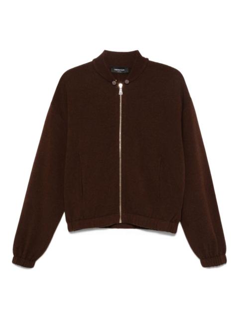 zip-front ribbed-knit cardigan