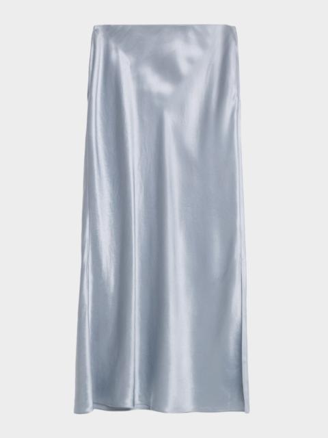 Side-Slit Satin Slip Skirt